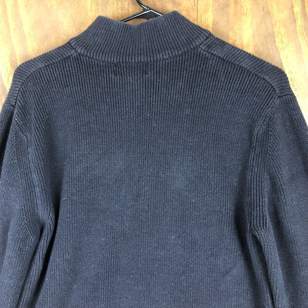 Calvin Klein Mens Sweater Black Knitted 1/4 Zip 100% Cotton Ribbed Large - Picture 11 of 12